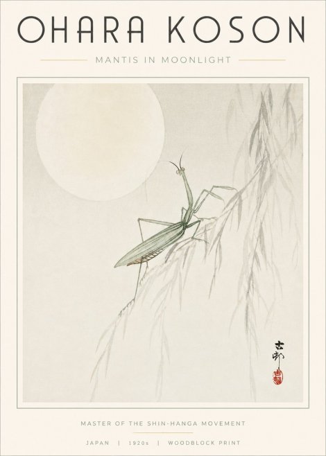 Ohara Koson Mantis in Moonlight No3 - Poster