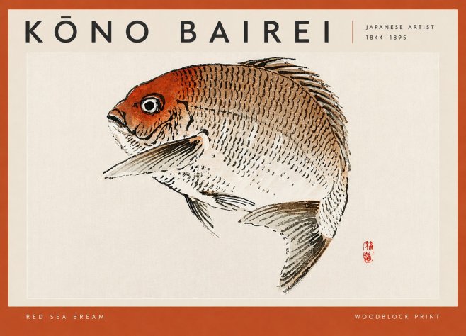 Kōno Bairei Red Sea Bream No4 - Poster
