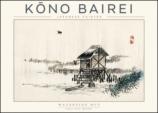 Kōno Bairei Waterside Hut No2 - Poster