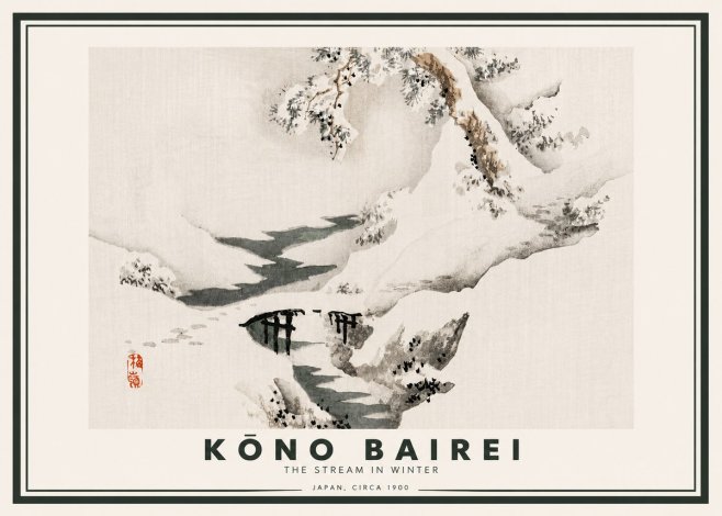 Kōno Bairei The Stream in Winter No4 - Poster