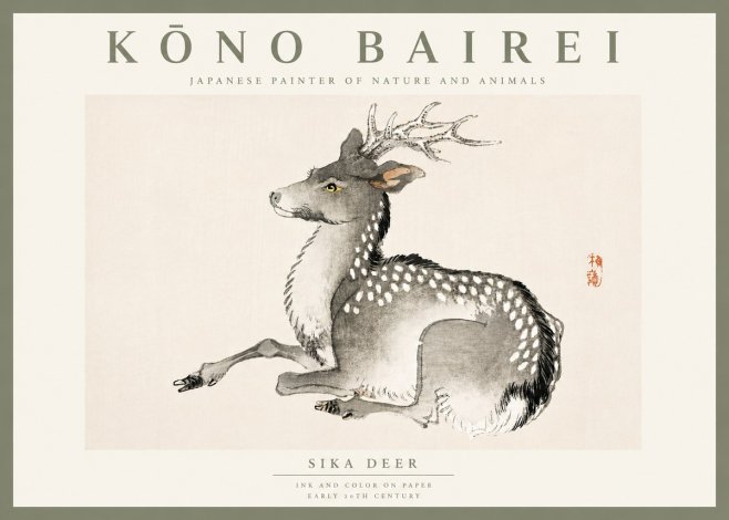 Kōno Bairei Sika Deer No5 - Poster
