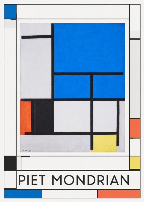 Piet Mondrian Composition with Red, Black, Blue, and Yellow No2 - Poster