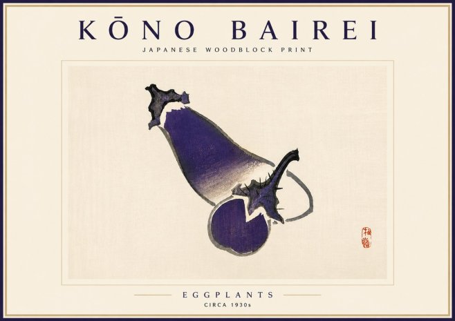 Kōno Bairei Eggplants No4 - Poster