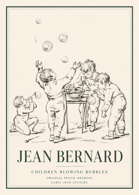 Jean Bernard Children Blowing Bubbles No3 - Poster