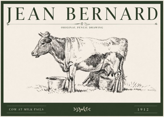 Jean Bernard Cow at Milk Pails No3 - Poster