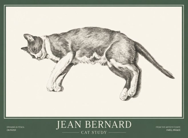 Jean Bernard Cat Study VII No1 - Poster