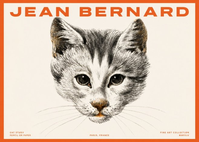 Jean Bernard Cat Study IX No2 - Poster