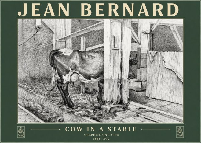 Jean Bernard Cow in a Stable No3 - Poster