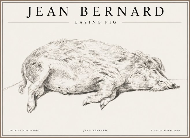 Jean Bernard Laying Pig No1 - Poster