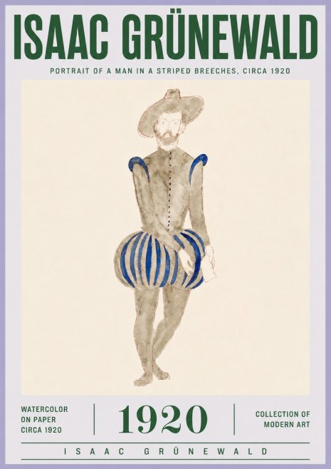 Isaac Grünewald Portrait of a Man in a Striped Breeches No4 - Poster