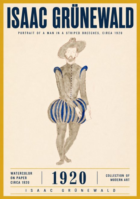 Isaac Grünewald Portrait of a Man in a Striped Breeches No6 - Poster