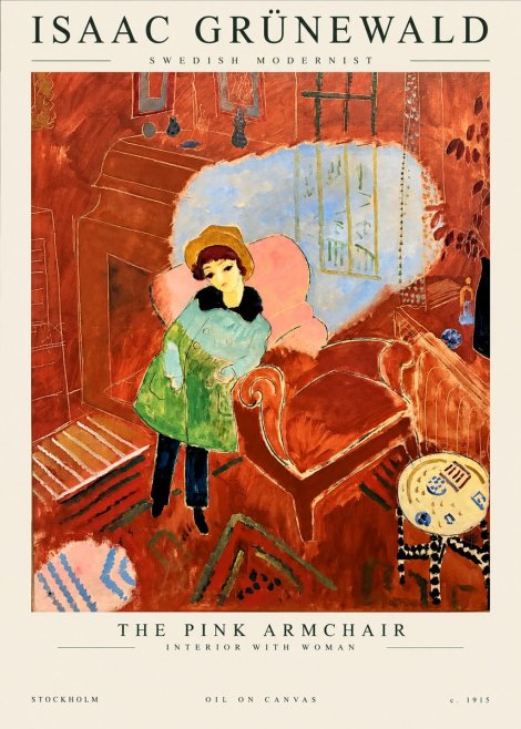 Isaac Grünewald Interior with Young Girl No2 - Poster