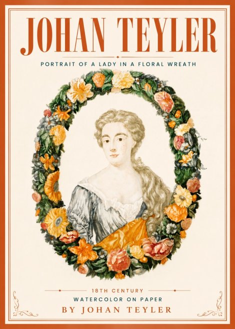 Johan Teyler Portrait of a Lady in a Floral Wreath No5 - Poster