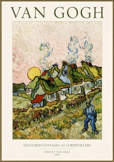 Van Gogh Cottages with Thatched Roofs No2 - Poster