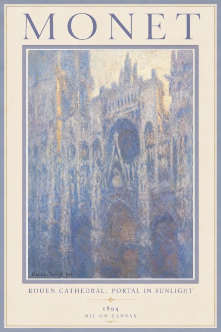 Monet Rouen Cathedral, Portal in Sunlight No5 - Poster