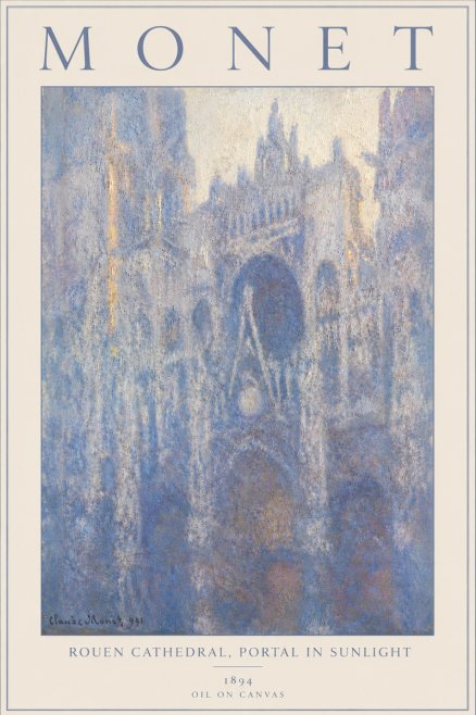 Monet Rouen Cathedral, Portal in Sunlight No6 - Poster