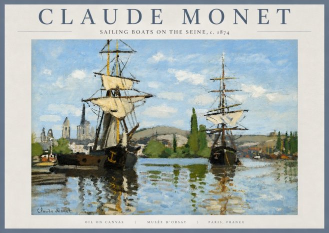 Monet Sailing Boats on the Seine No5 - Poster