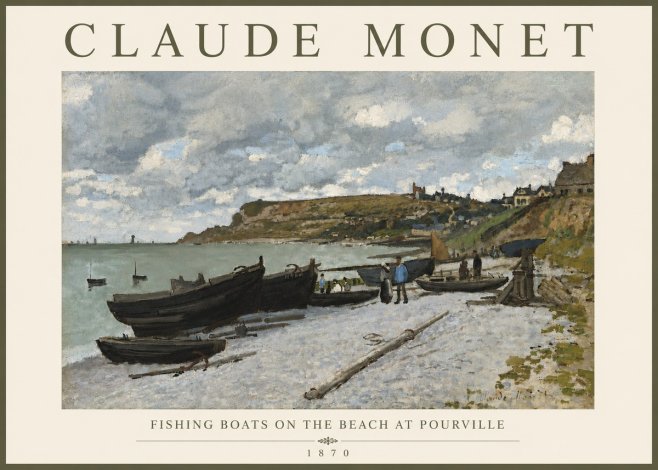Monet Fishing Boats on the Beach at Pourville No4 - Poster