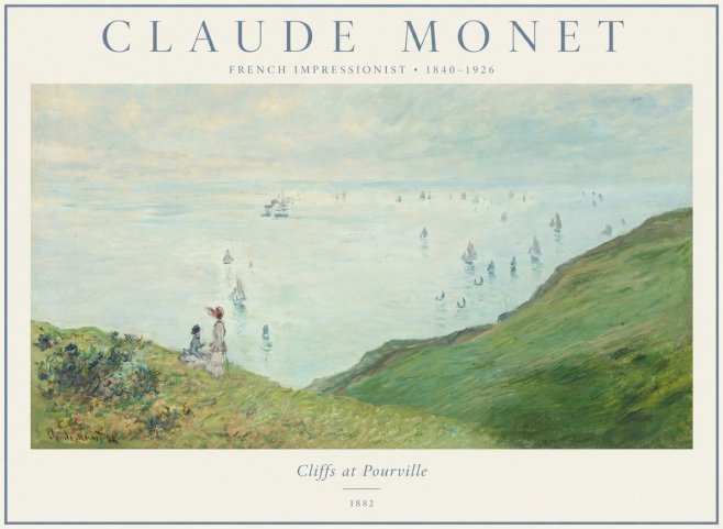Monet Cliffs at Pourville I No1 - Poster