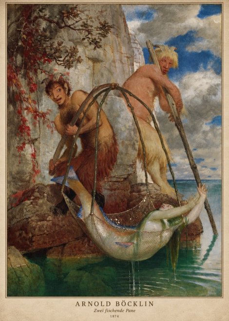 Arnold Böcklin Zwei Fischende Pane No2 - Poster