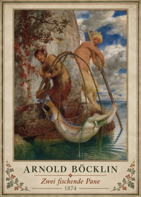 Arnold Böcklin Zwei Fischende Pane No3 - Poster