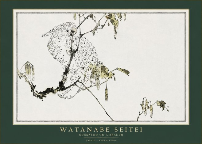 Watanabe Seitei Cockatoo on a Branch No2 - Poster