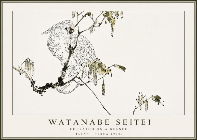 Watanabe Seitei Cockatoo on a Branch No5 - Poster