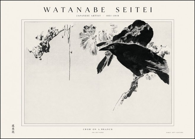 Watanabe Seitei Crow on a Branch No1 - Poster