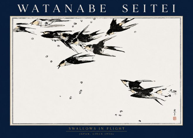 Watanabe Seitei Swallows in Flight No4 - Poster