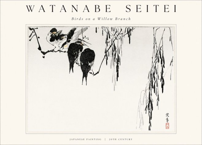 Watanabe Seitei Birds on a Willow Branch No1 - Poster