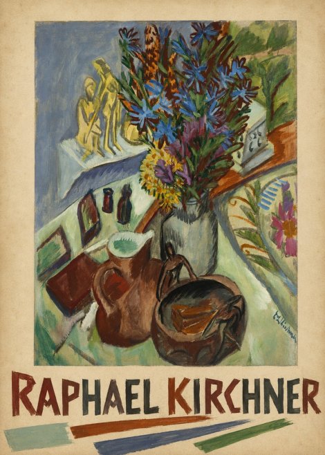 Raphael Kirchner Still Life with Blue Flowers and Figurines No6 - Poster