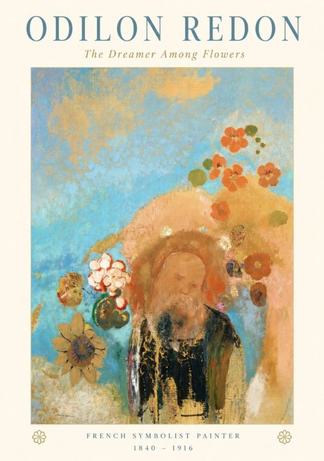 Odilon Redon The Dreamer Among Flowers No1 - Poster