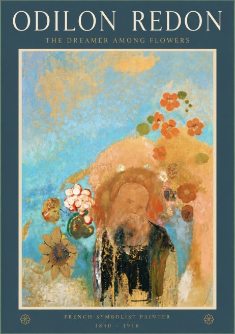 Odilon Redon The Dreamer Among Flowers No2 - Poster