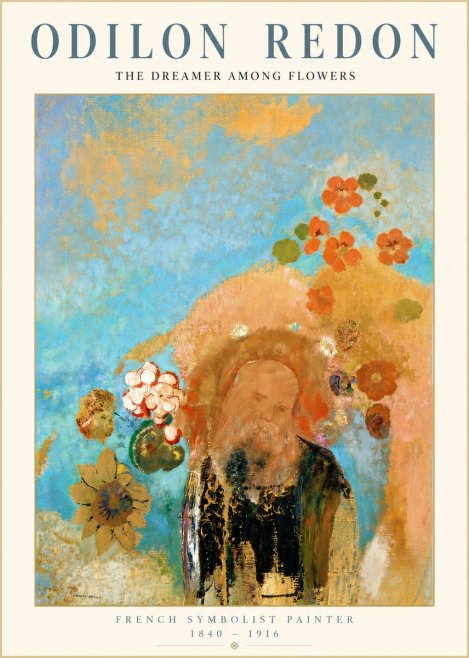 Odilon Redon The Dreamer Among Flowers No4 - Poster