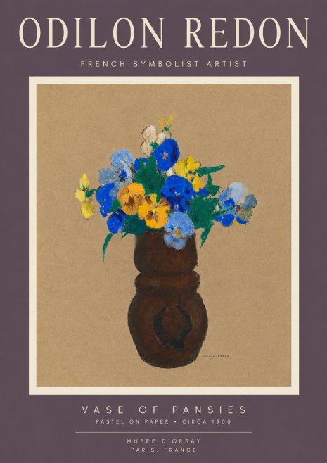 Odilon Redon Vase of Pansies No6 - Poster