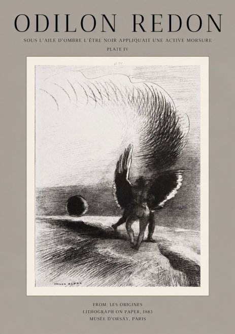 Odilon Redon Sous L'aile D'ombre L'être Noir Appliquait Une Active Morsure Plate Iv No1 - Poster