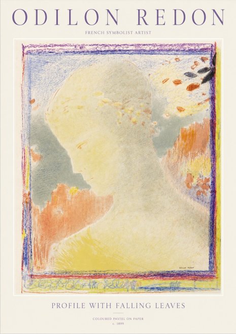 Odilon Redon Profile with Falling Leaves No1 - Poster