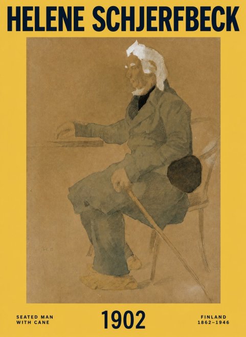 Helene Schjerfbeck Seated Man with Cane No2 - Poster