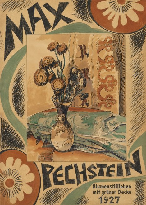Max Pechstein Blumenstillleben Mit Grüner Decke No6 - Poster