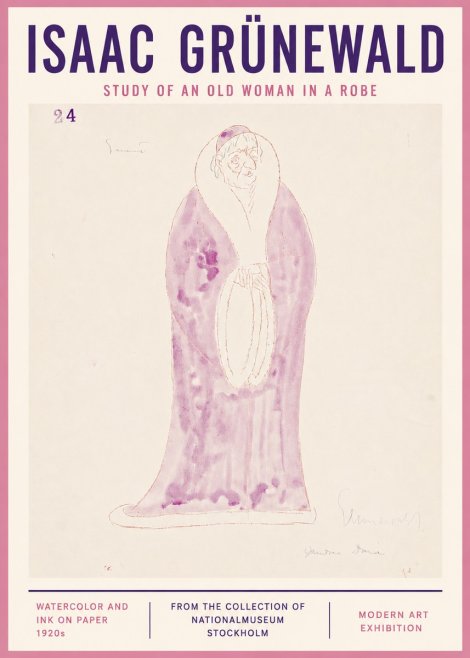 Isaac Grünewald Study of an Old Woman in a Robe No4 - Poster