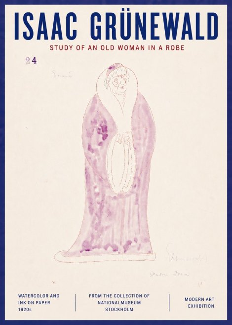 Isaac Grünewald Study of an Old Woman in a Robe No5 - Poster