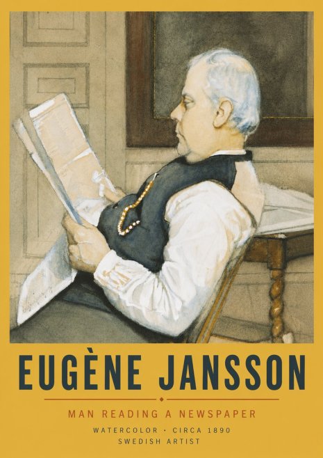 Eugène Jansson Man Reading a Newspaper No6 - Poster