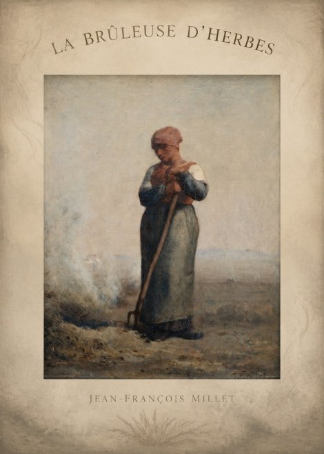 Jean-François Millet La Brûleuse D'herbes No4 - Poster