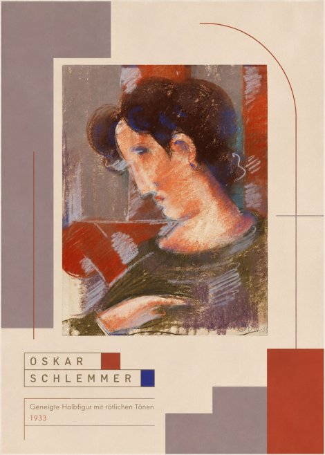 Oskar Schlemmer Geneigte Halbfigur Mit Rötlichen Tönen No6 - Poster