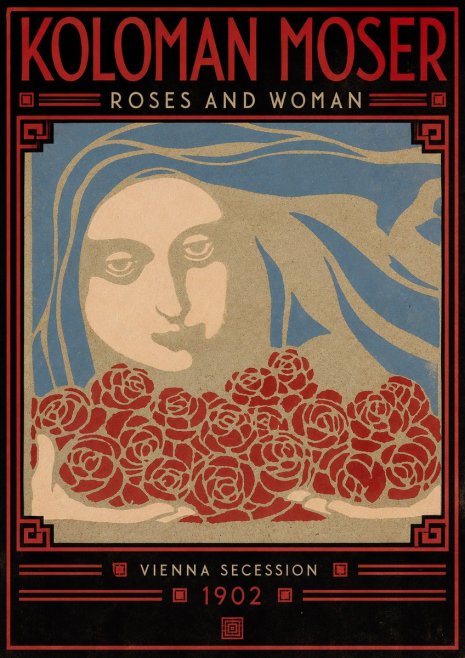 Koloman Moser Roses and Woman No5 - Poster