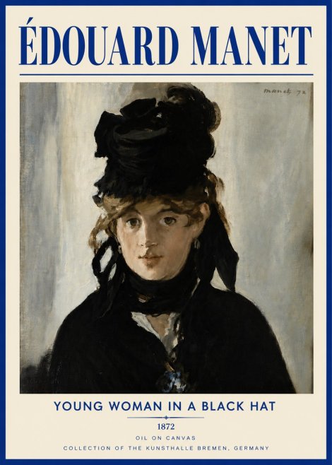 Édouard Manet Young Woman in a Black Hat I No5 - Poster