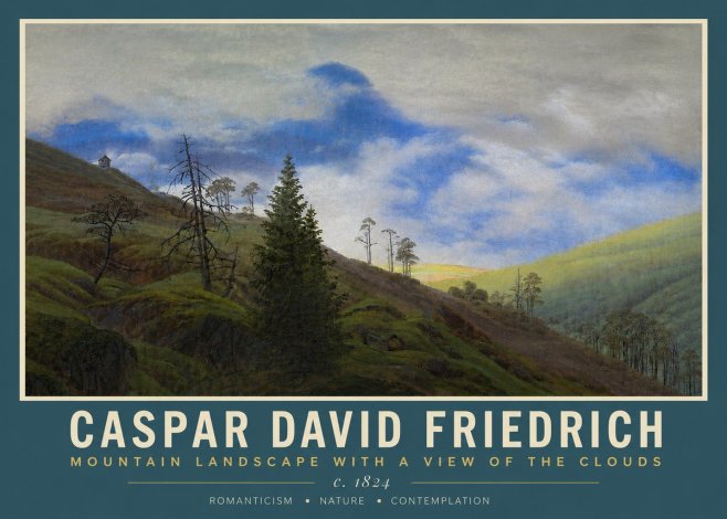 Caspar David Friedrich Mountain Landscape with a View of the Clouds No3 - Poster