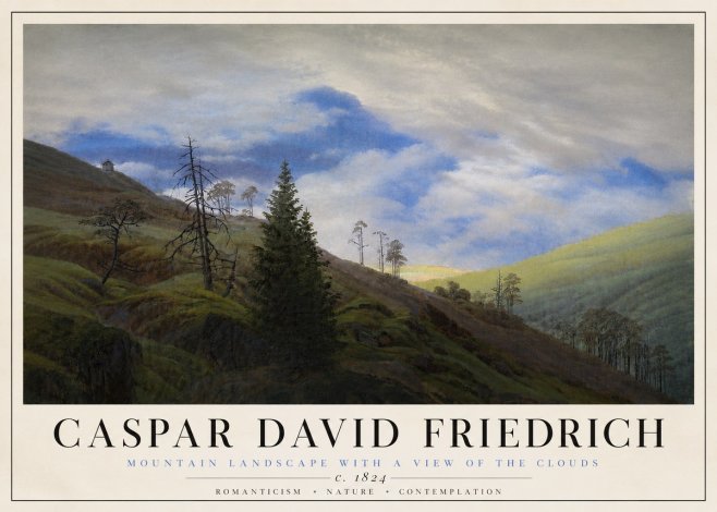 Caspar David Friedrich Mountain Landscape with a View of the Clouds No4 - Poster