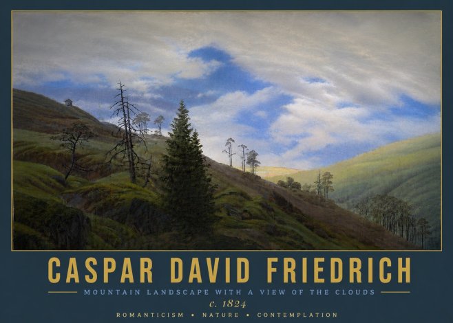 Caspar David Friedrich Mountain Landscape with a View of the Clouds No5 - Poster