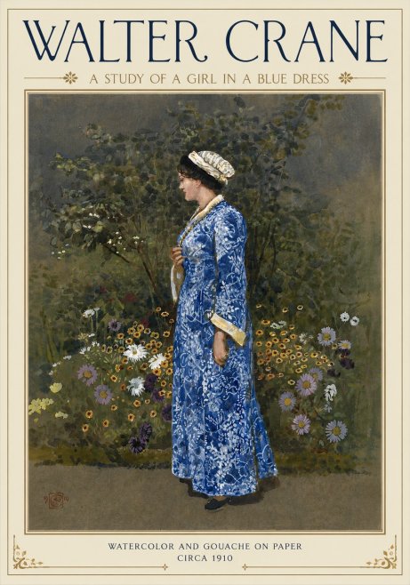 Walter Crane A Study of a Girl in a Blue Dress No4 - Poster